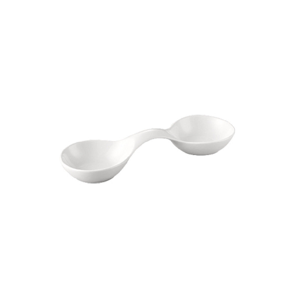 CAC China CN-W2 Accessories Leaf Duo Dish 3 Oz. Per Compartment 11-1/4"L X 3-7/8"W X 2"H