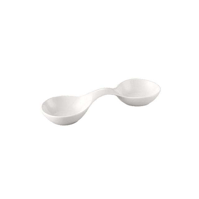 CAC China CN-W2 Accessories Leaf Duo Dish 3 Oz. Per Compartment 11-1/4"L X 3-7/8"W X 2"H