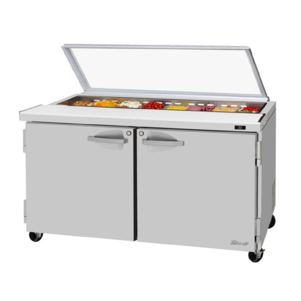 Turbo Air PST-60-N-GL PRO Series Sandwich/Salad Prep Table With Glass Lid Two-section