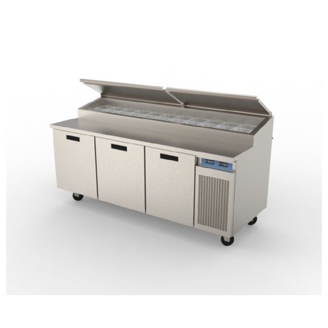 Randell 8383N-290 Refrigerated Raised Rail Prep Table Three-section 83" W