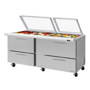 Turbo Air PST-72-30-D4-N-GL PRO Series Mega Top Sandwich/Salad Prep Table With Glass Lid