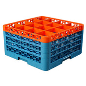 Carlisle RG16-4C412 Carlisle OptiClean™ Dishwasher Glass Rack 16-compartments (4-7/16" X 4-7/16") With (4) Color-coded Extenders