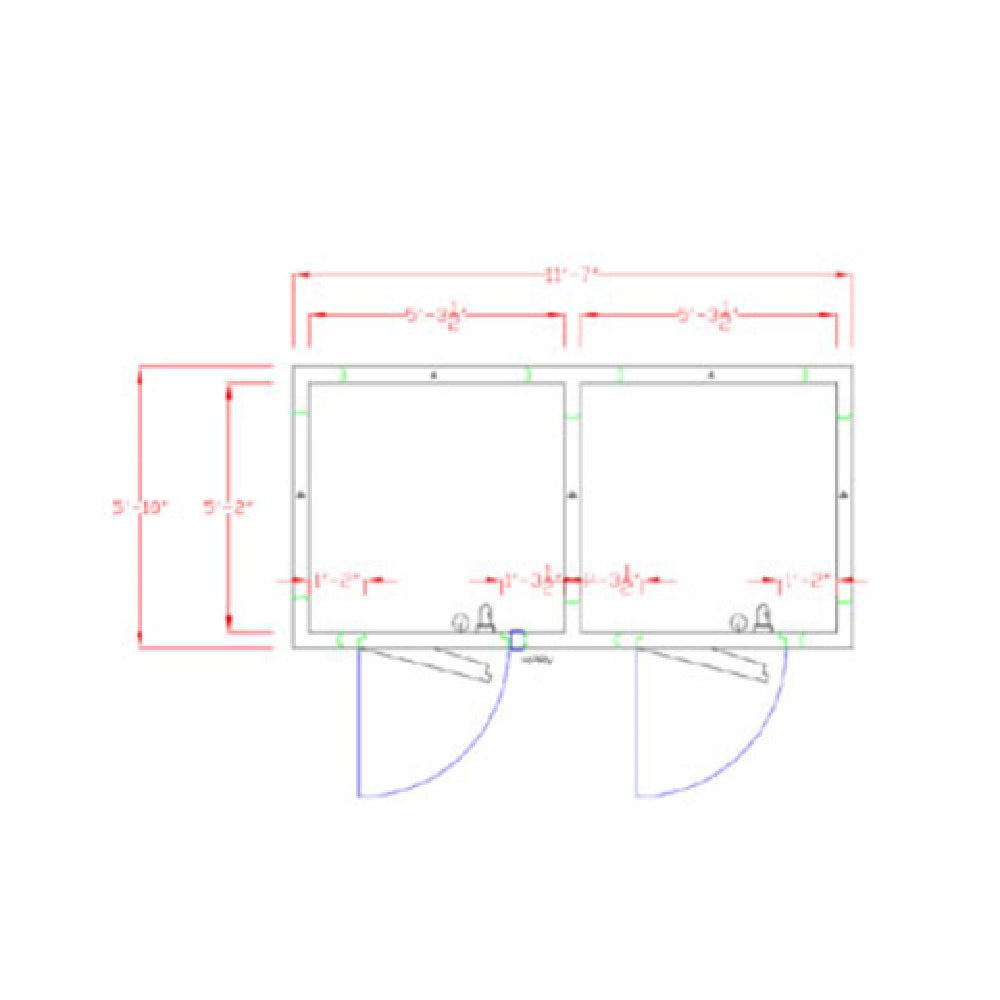 American Panel 6X12-O Walk-In Combination Cooler/Freezer (50/50 Split) 7'-6" H X 11'-7" W X 5'-10" D