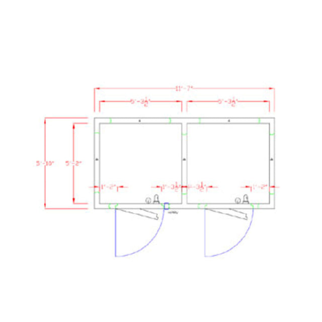 American Panel 6X12-O Walk-In Combination Cooler/Freezer (50/50 Split) 7'-6" H X 11'-7" W X 5'-10" D
