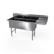 NBR Equipment 3SS-242414R24 Premium Sink Three-compartment 100-3/16"W X 29-1/2"D X 44-1/16"H Overall Size