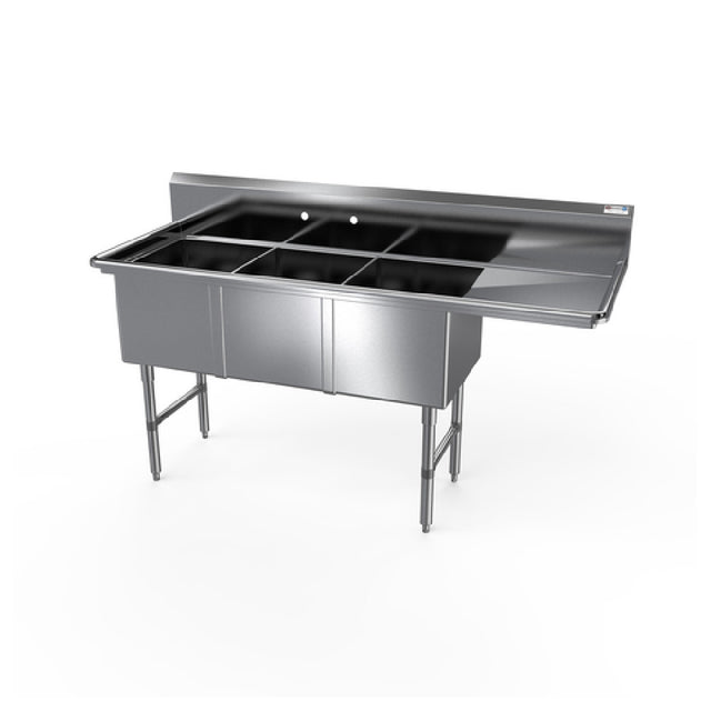 NBR Equipment 3SS-203014R18 Premium Sink Three-compartment 82-3/16"W X 35-1/2"D X 44-1/16"H Overall Size