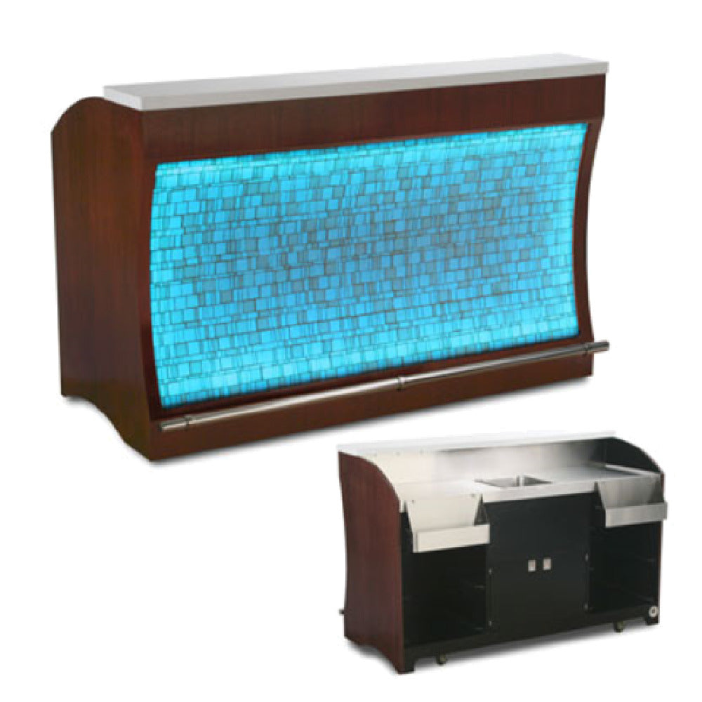 Forbes Industries 5773-6-GLASS TILE Luxe Series Mobile Bar 33-1/2"W X 70"L X 47"H