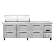 Continental Refrigerator RA93N24M-D Refrigerated Base Sandwich Unit 93"W 300 Series Stainless Steel (Mighty) Top With (24) 1/6 Size X 4" Deep Pans