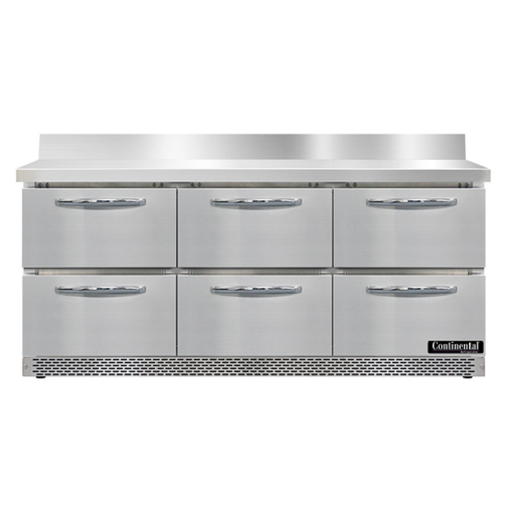 Continental Refrigerator SW72NBS-FB-D Work Top Refrigerator Front Breather 72"W