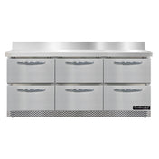 Continental Refrigerator SW72NBS-FB-D Work Top Refrigerator Front Breather 72"W
