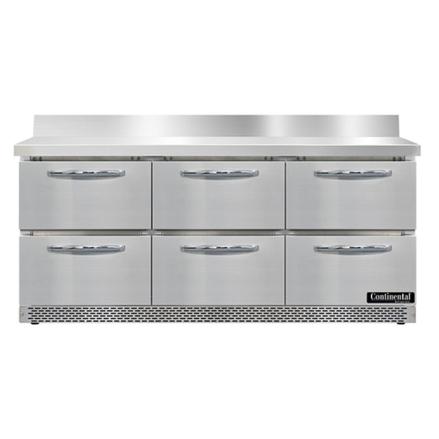 Continental Refrigerator SW72NBS-FB-D Work Top Refrigerator Front Breather 72"W