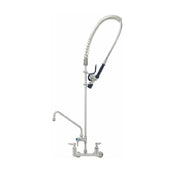 T&S Brass S-0133-A12-BJ EverSteel Pre-Rinse Unit: 8” Wall Mount Mixing Faucet With Stainless Steel Body