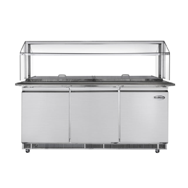 Koolmore KM-RBT-72CSFG Commercial Refrigerated Prep Station 70-3/5"W X 29-1/2"D X 35-1/5"H