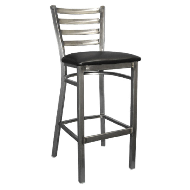Klinger's Trading 760-BS-BLACK Bar Stool Ladder Back Black Upholstered Seat