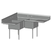 SPG CS-3N1824-2D-18 - Universal Stainless Corner Sink, Three Compartment, 18" Left & Right-hand Drainboards