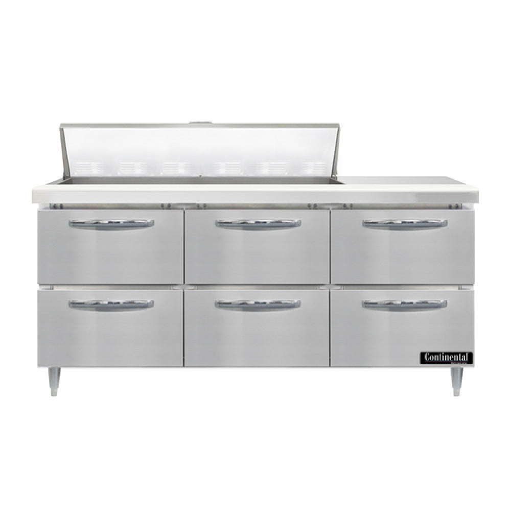 Continental Refrigerator D72N12-D Designer Line Sandwich Unit 72"W Three-section