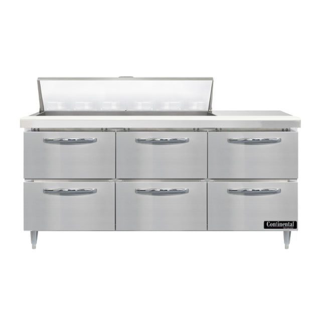 Continental Refrigerator D72N12-D Designer Line Sandwich Unit 72"W Three-section