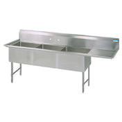 BK Resources BKS6-3-18-14-18RS Sink Three Compartment 76-3/16"W X 23-1/2"D X 44-1/16"H Overall Size