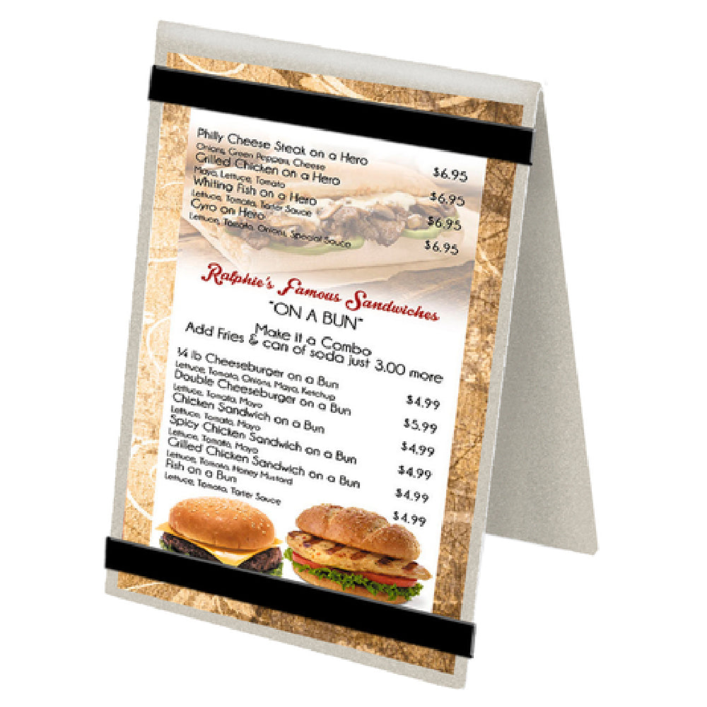 Menu Solutions MTDBL-58-RB_BRUSH Table Tent Holds 5-1/2" X 8-1/2" Insert Double Sided