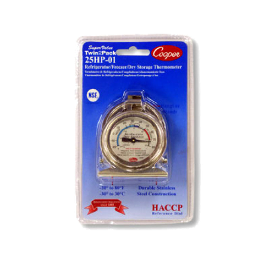 Cooper Atkins 25HP-01C-2 Refrigerator/Freezer/Dry Storage Thermometer Colored 2" Dial Zoned With Specific Applications And HACCP Guidelines