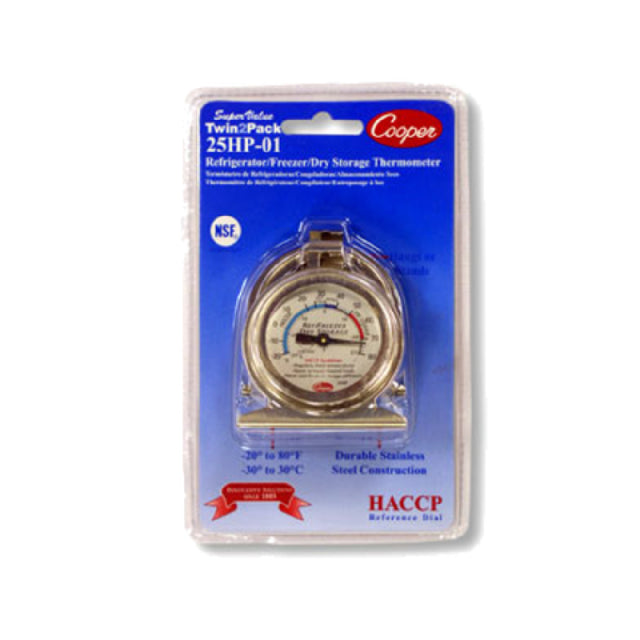 Cooper Atkins 25HP-01C-2 Refrigerator/Freezer/Dry Storage Thermometer Colored 2" Dial Zoned With Specific Applications And HACCP Guidelines