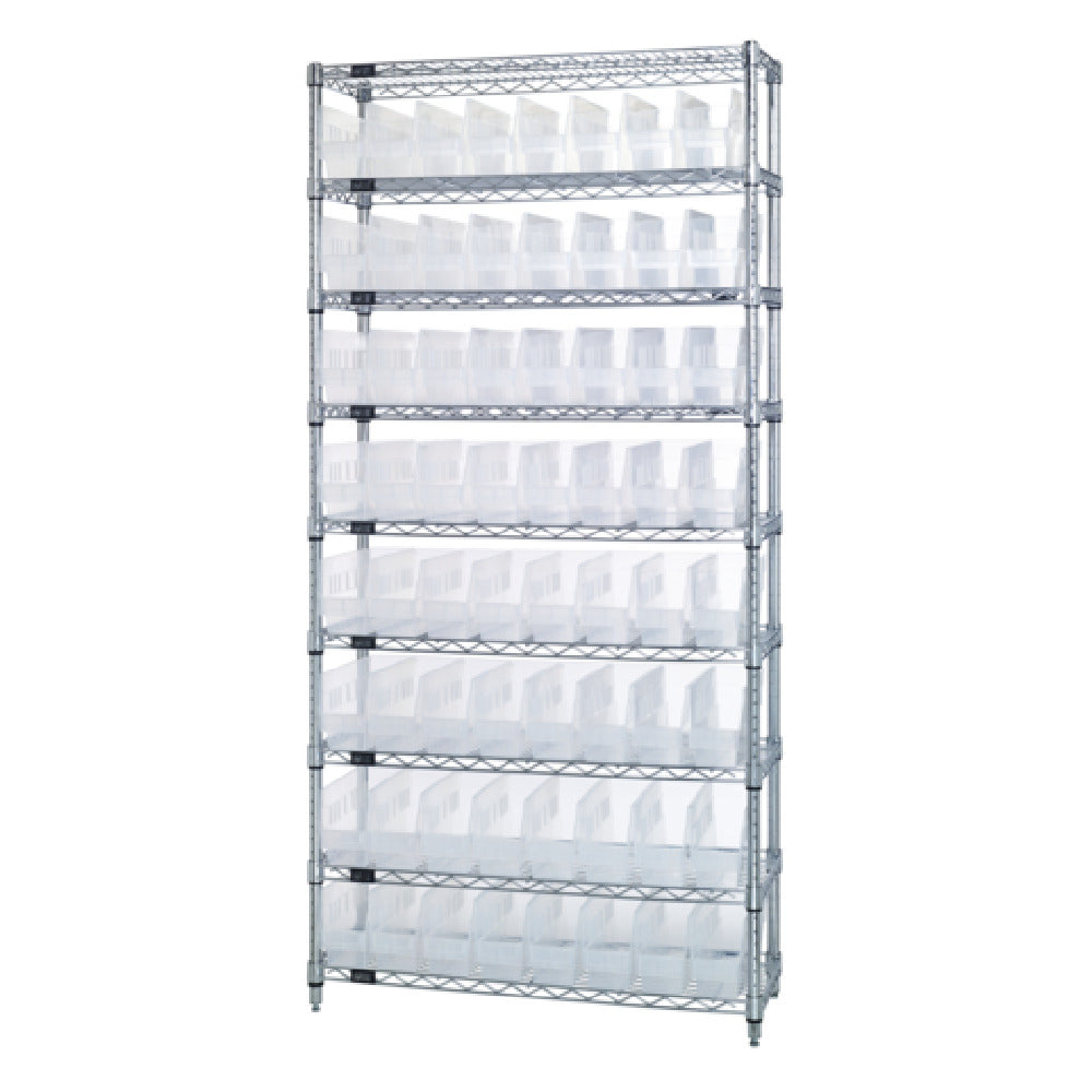 Quantum WR9-201CL Bin Wire Shelving System 36"W X 12"D X 74"H Overall Size 800 Lb. Capacity Per Shelf