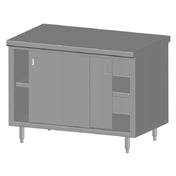 SPG 4CBT-24D - Universal Stainless Work Table, Cabinet Base With Sliding Doors, 48"W X 24"D