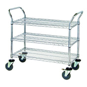 Quantum WRC-1842P-3 Utility Cart 42"W X 18"D X 37-1/2"H (3) Wire Shelves