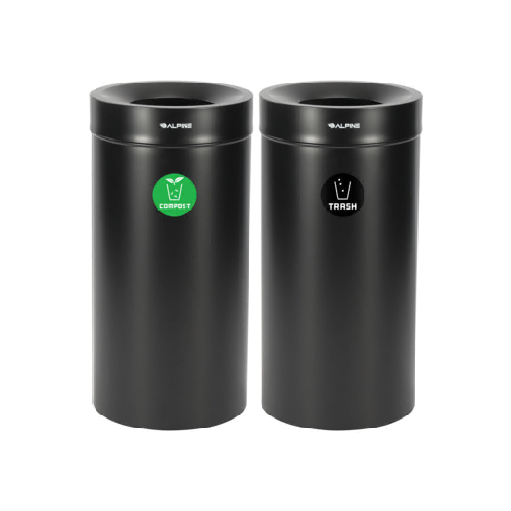 Alpine Industries ALP475-27-BLK-CO-T Compost Bin And Trash Can 27 Gallon Stainless Steel