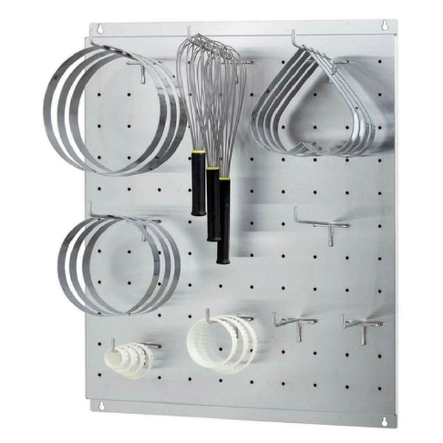 Matfer 845760 Utensil Wall Rack Panel 23-3/4" X 29-3/4"H O.A. Includes: Stainless Steel Wall Plugs & Screws