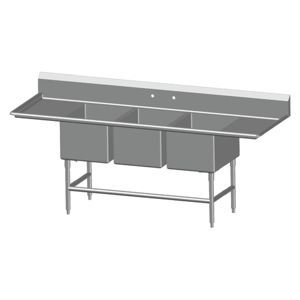 SPG 3SL1824-2D18 - Universal Stainless Sink, Three Compartment, 18" Left & Right-hand Drainboards