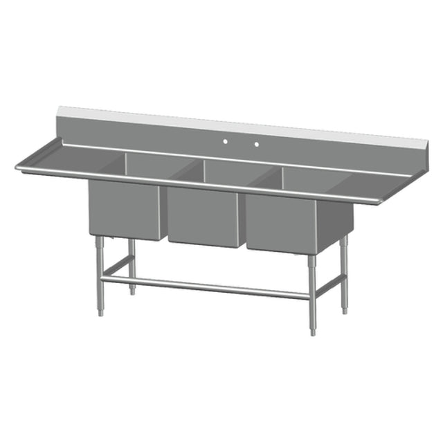 SPG 3SL2028-2D24 - Universal Stainless Sink, Three Compartment, 24" Left & Right-hand Drainboards