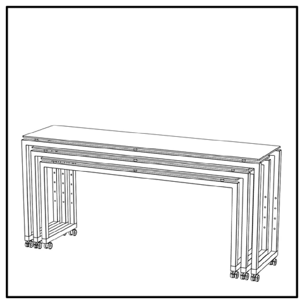 BauscherHepp VE-51050 Venta® Buffet Table (set Of Three Tables) On Castors With Integrated Height Adjustment