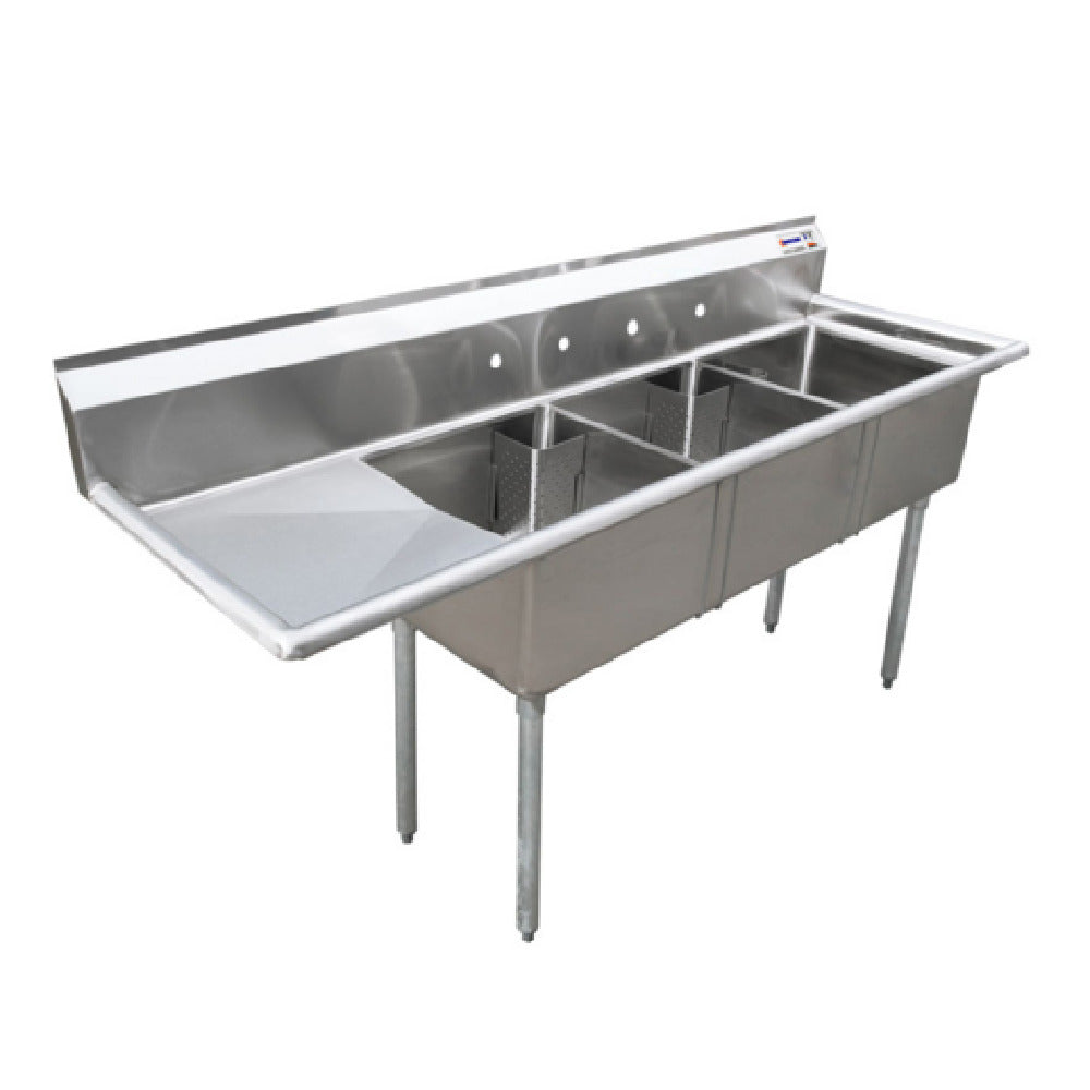 Omcan 25259 (25259) Pot Sink (3) 24" Front To Back X 24" Wide X 14" Deep Bowls