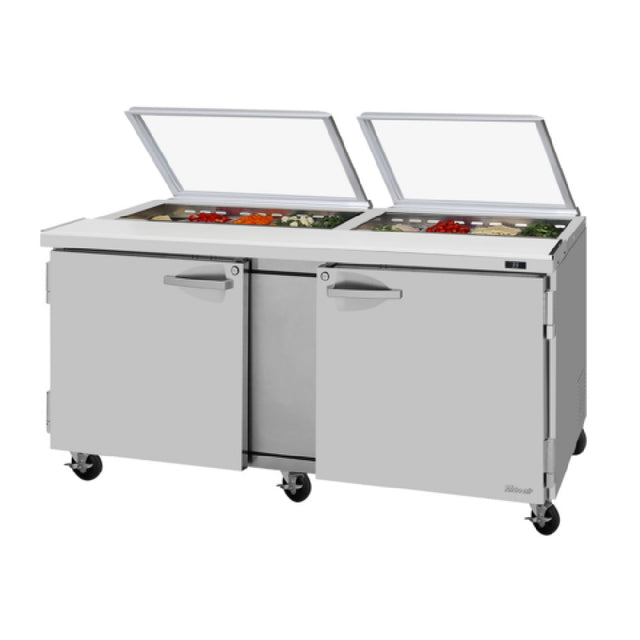 Turbo Air PST-72-N-GL PRO Series Sandwich/Salad Prep Table With Glass Lid Two-section