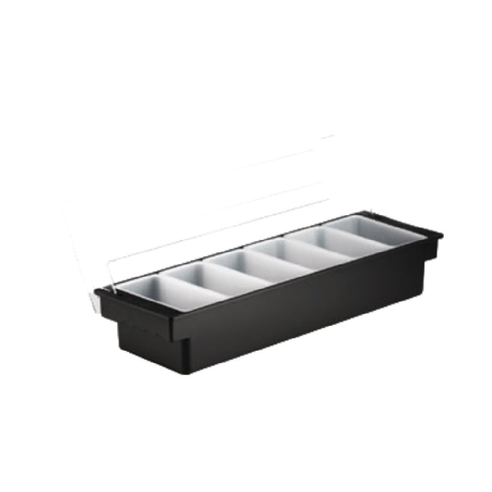 TableCraft Products 102 - Bar Condiment Holder, 19-1/2" X 6" X 4-1/4", (6) 1-pint White Inserts