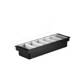TableCraft Products 102 - Bar Condiment Holder, 19-1/2" X 6" X 4-1/4", (6) 1-pint White Inserts