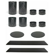 FOH BST026MUM28 Buffet Essentials Dots Black Bamboo On Matte Black Includes Two BRI004BKI20 Dots Risers Set Of 4 Matte Black