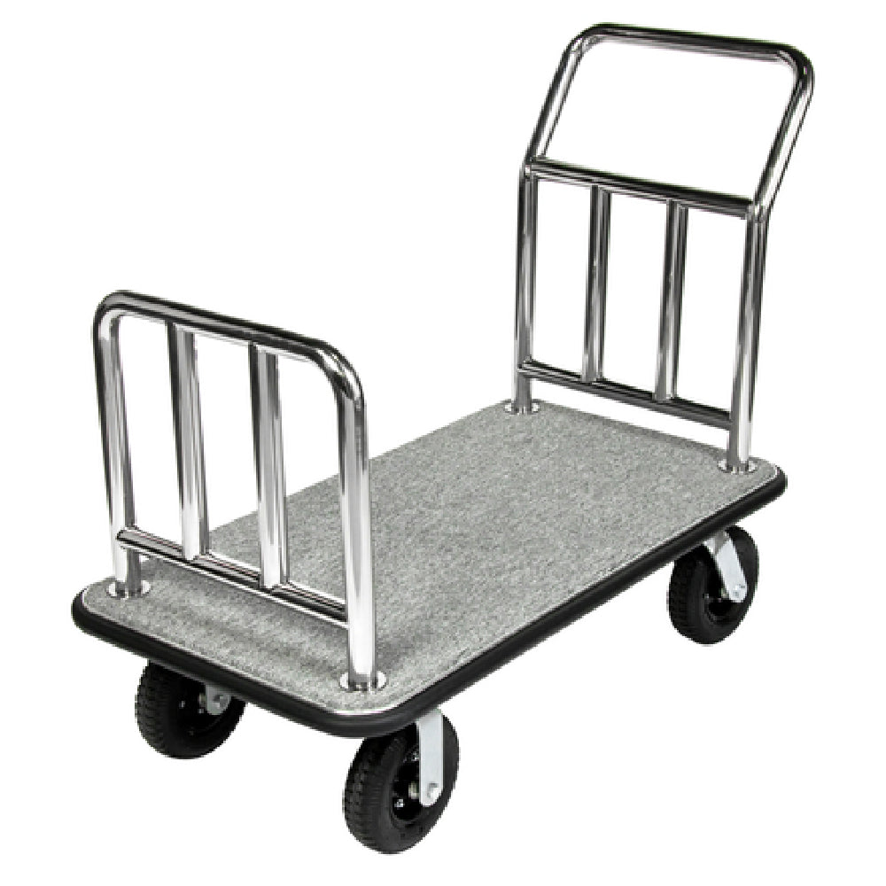 Central Specialties 2111GY-010 Platform Cart 44" W X 24"D X 37"H 2" Dia. Stainless Steel Tubular Handles On Both Ends