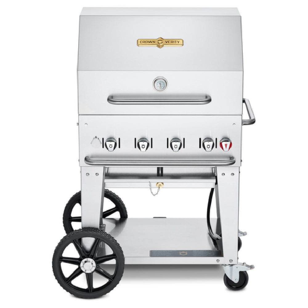 Crown Verity CV-MCB-30RDP-LP Mobile Outdoor Charbroiler LP Gas 28" X 21" Grill Area
