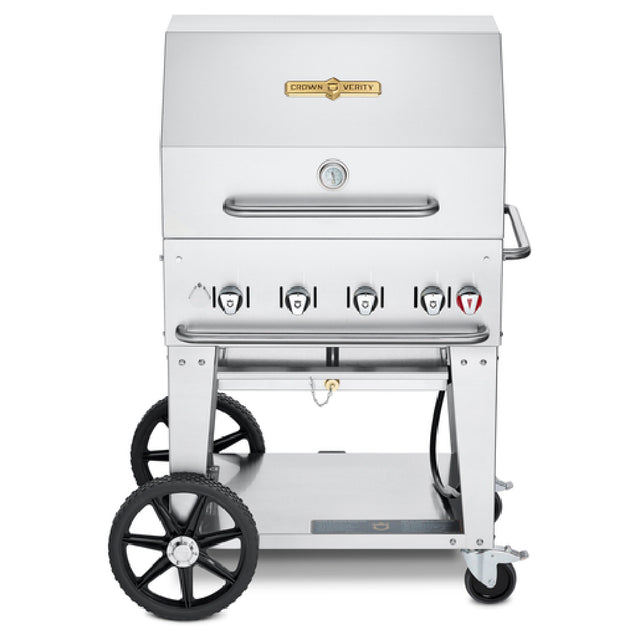 Crown Verity CV-MCB-30RDP-LP Mobile Outdoor Charbroiler LP Gas 28" X 21" Grill Area
