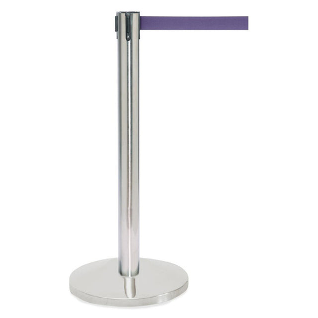 Hubert 97359 - Stanchion, Includes: (1) 40"H Post, (1) 14" Dia. Flat 30 Lb. Base With Protective Rubber Floor Guards & (1) 7' Purple Belt