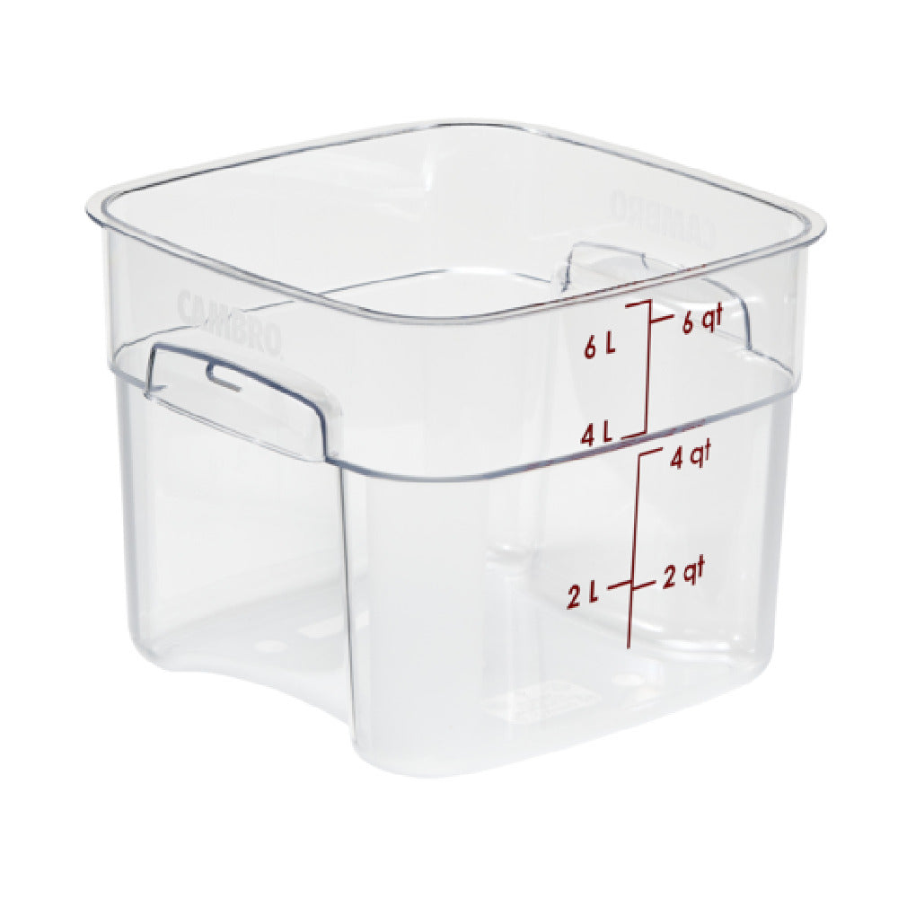 Cambro 6SFSPROCW135 CamSquare® FreshPro Food Container 6 Qt. 9"L X 9"W X 7-1/10"H
