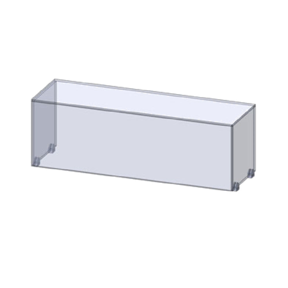 Premier Metal & Glass TMUD Infinity UV Bonded Fixed Full-Service Sneeze Guard Single Sided Guard With Top Shelf