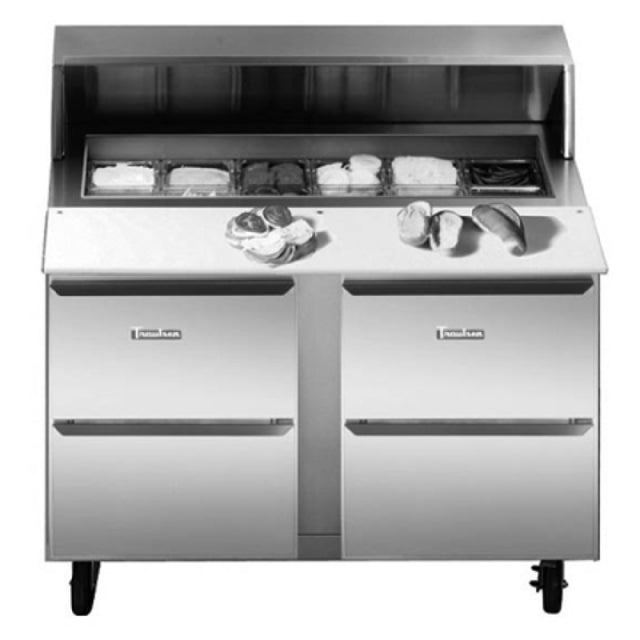 Traulsen UPT7218-DD-SB Dealer's Choice Compact Prep Table Refrigerator With Roll-top Lid Which Serves As An Overshelf