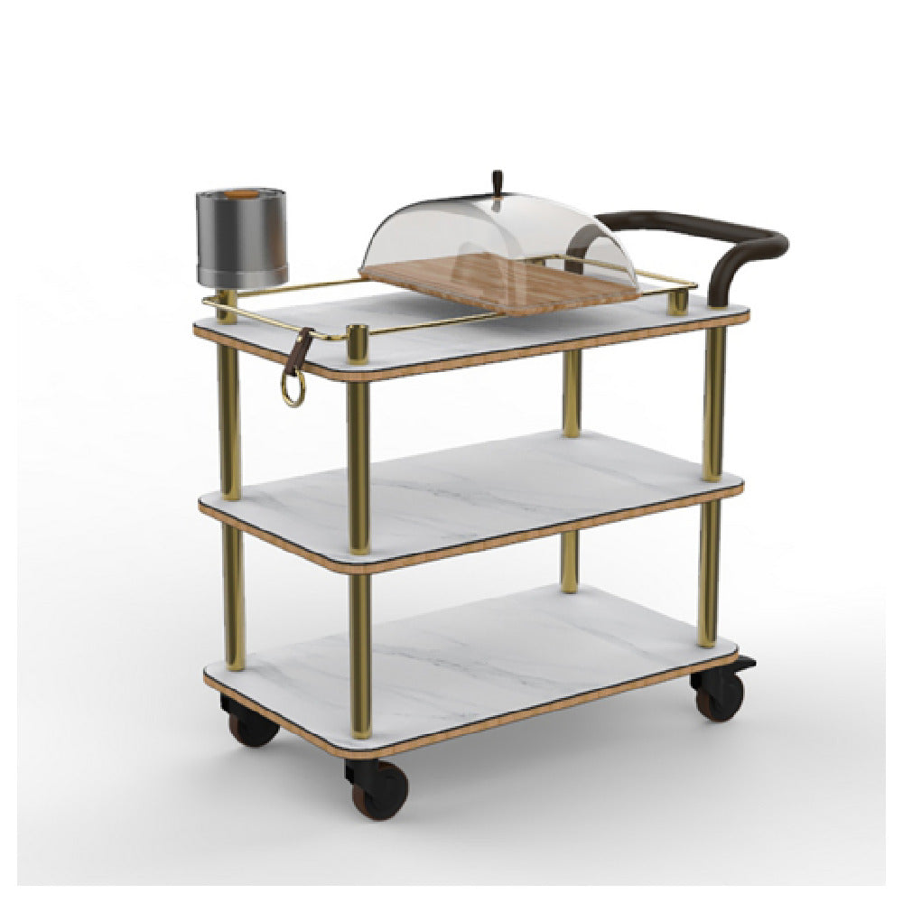 Steelite MGCRNX03CSXX Mogogo Rollin Mixology Cart With Leather Handle White Carrera Stainless Steel