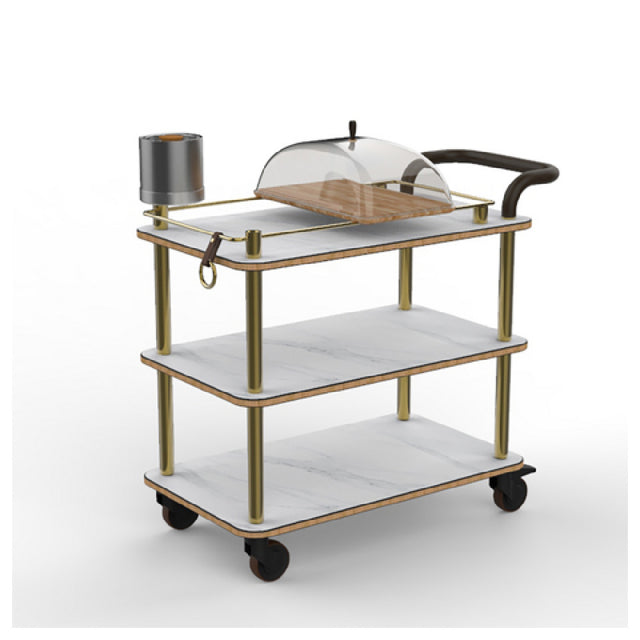 Steelite MGCRNX03CSXX Mogogo Rollin Mixology Cart With Leather Handle White Carrera Stainless Steel