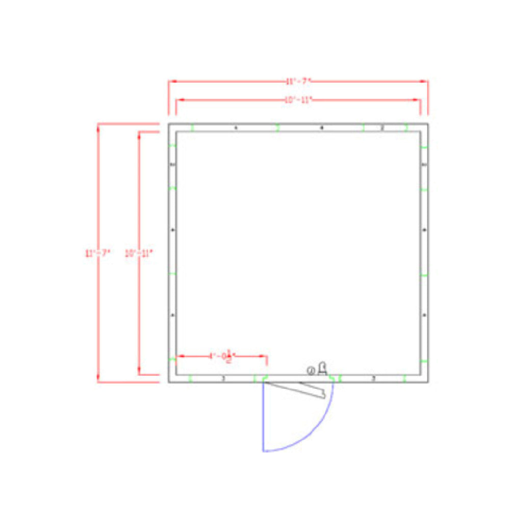 American Panel 12X12C-I Walk-In Cooler 7'-3-3/4" H X 11'-7" W X 11'-7" D Indoor