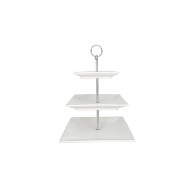Cameo China Tableware USA 710-1112 - Square Cake Stand, 3-tier, Plate: 6"(15cm)
