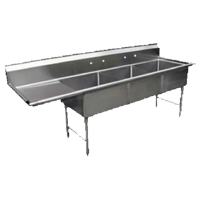 GSW USA SE18183L Sink Three Compartment 75-3/8"W X 24"D X 45"H